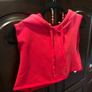 Small red crop hoodie-new